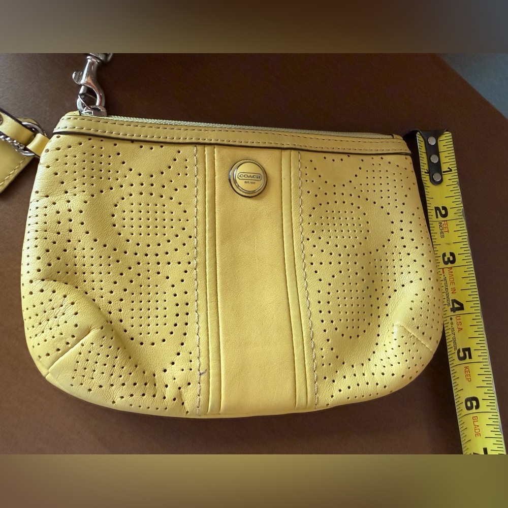 Adorable Coach Yellow Perforated Leather Wristlet - Picture 9 of 9